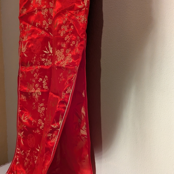 Red Embellished Maxi Dress with Mock Neck - Picture 9 of 16